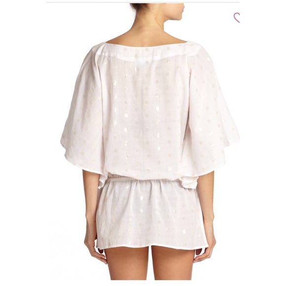 Elizabeth Hurley Light cream/gold color coverup. - Picture 2 of 6